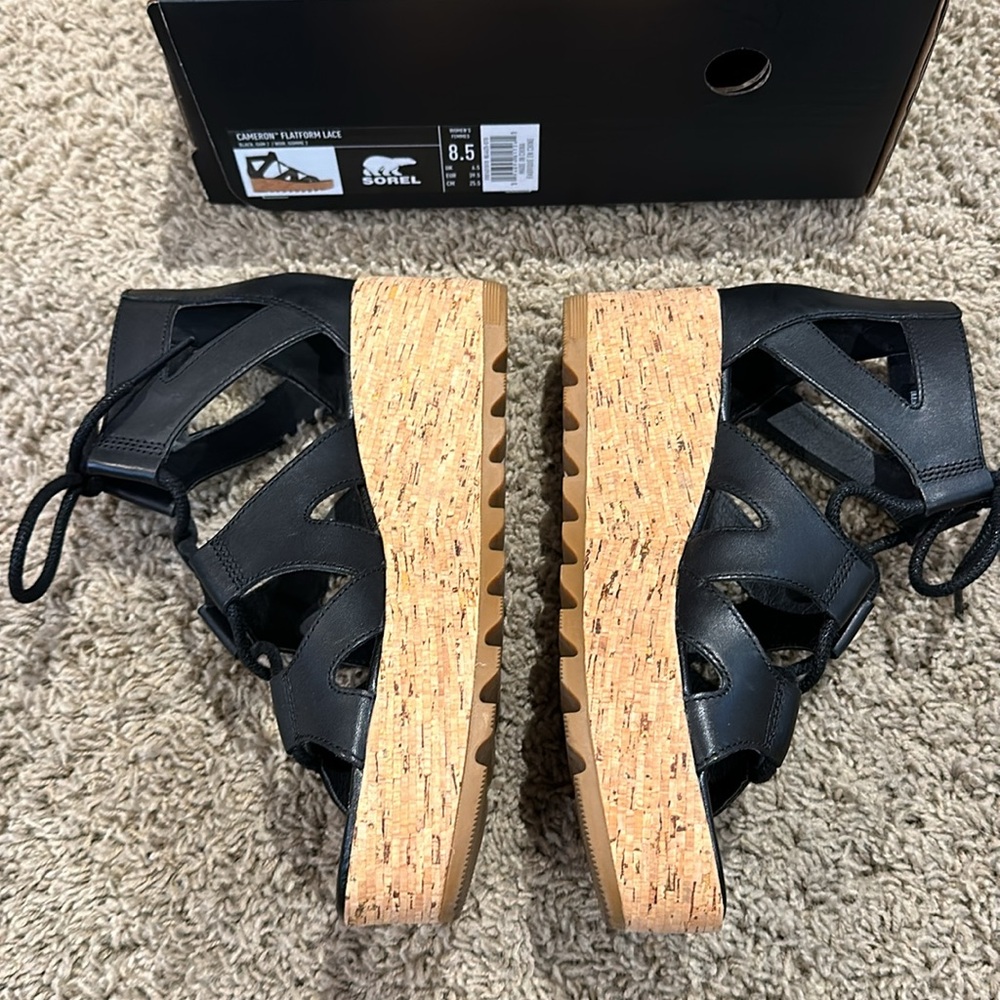 Sorel Cameron Flatform Lace black 8.5 Women’s sandals - Picture 6 of 8